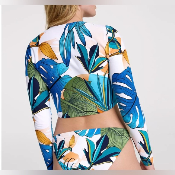 CALIA Women’s Long Sleeve Rushed Rashguard and Adjustable Tie Front Bottom NWT - Picture 9 of 12